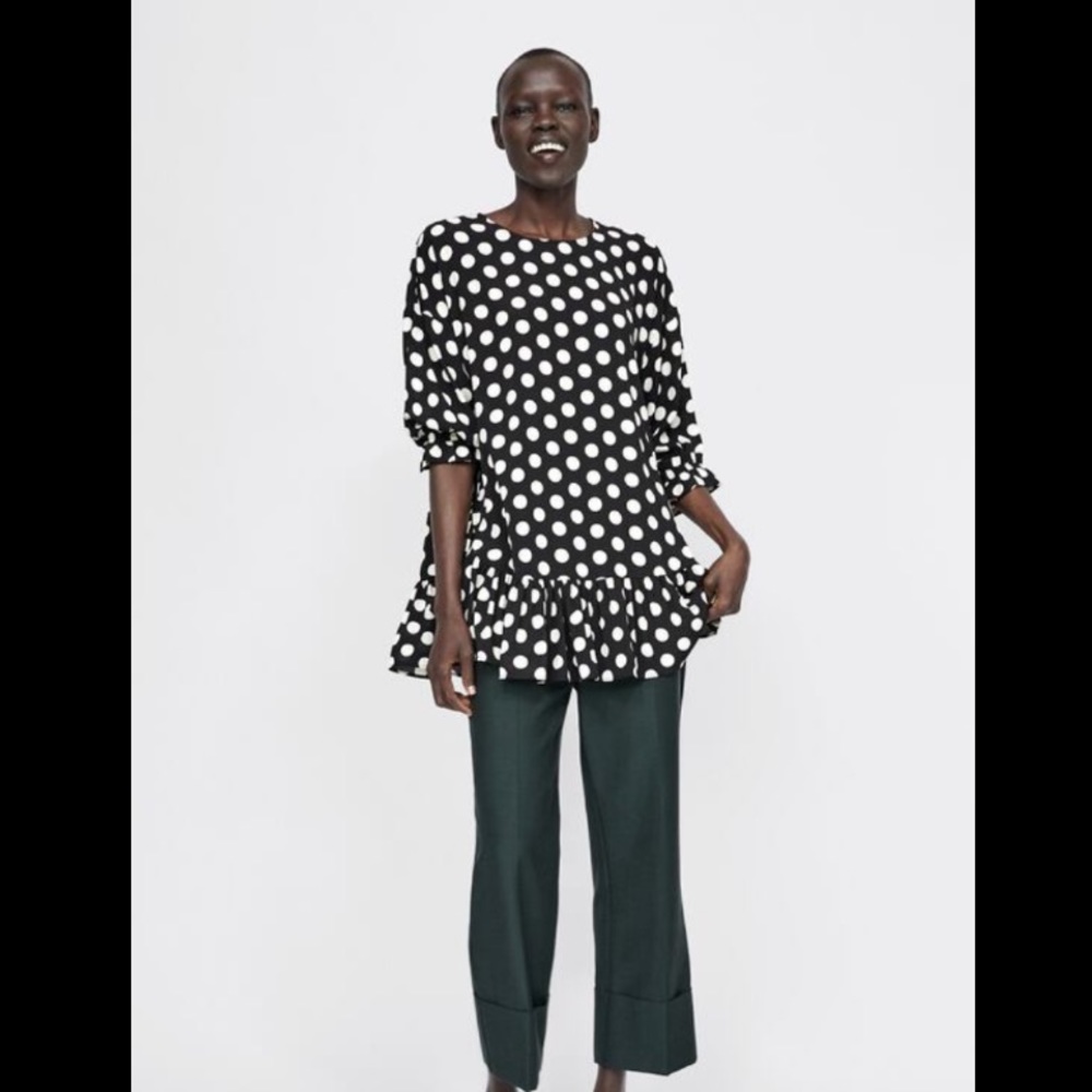 Zara oversized polka dot blouse